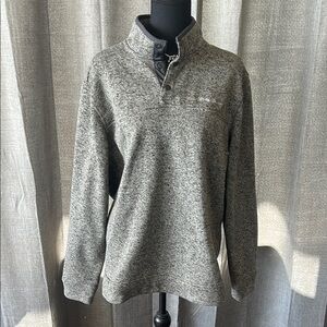 Eddie Bauer Gray Textured Knit Zip Up Sweater